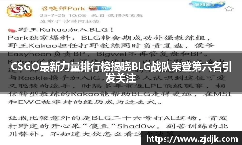 CSGO最新力量排行榜揭晓BLG战队荣登第六名引发关注