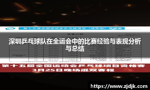 深圳乒乓球队在全运会中的比赛经验与表现分析与总结